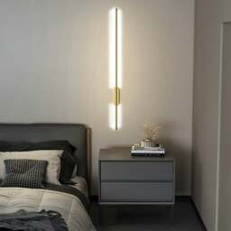 Rackhams Modern Gold Aluminum Linear LED Wall Lighting Fixture 100cm - Warm - thumbnail 2