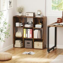 Rackhams 9 Cube Storage Cupboard Bookcase Bookshelf Home Office, Black - 91.5L x 29.5W x 91.5H cm - Rustic Brown
