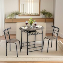 Rackhams Industrial 3-Piece Dining Table Set With 2 Chairs Brown - thumbnail 2