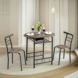 Rackhams Industrial 3-Piece Dining Table Set With 2 Chairs Brown - thumbnail 1