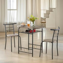 Rackhams Industrial 3-Piece Dining Table Set With 2 Chairs Brown - thumbnail 5