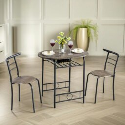 Rackhams Industrial 3-Piece Dining Table Set With 2 Chairs Brown - thumbnail 4
