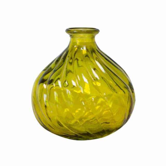 Rackhams Verano Recycled Glass - Ola Round Vase - Yellow - Recycled Glass - image 1