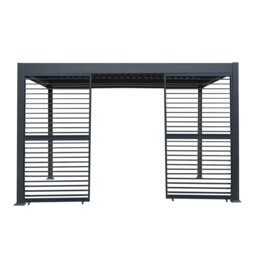 Rackhams Aluminium Pergola With Anthracite Blinds & 2 Shutter Panels - 3m x 4m - thumbnail 2