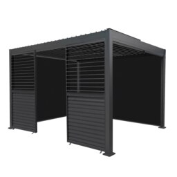 Rackhams Aluminium Pergola With Anthracite Blinds & 2 Shutter Panels - 3m x 4m - thumbnail 1