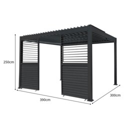 Rackhams Aluminium Pergola With Anthracite Blinds & 2 Shutter Panels - 3m x 4m - thumbnail 5