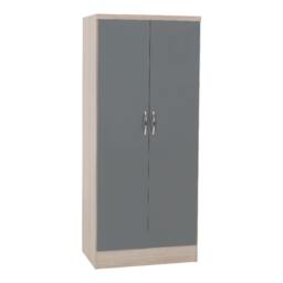 Rackhams Nevada 2 Door Wardrobe - Grey Gloss and Light Oak
