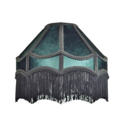 Rackhams Traditional Victorian Empire Lampshade in Dark Emerald Velvet with Tassels