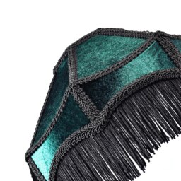 Rackhams Traditional Victorian Empire Lampshade in Dark Emerald Velvet with Tassels - thumbnail 3