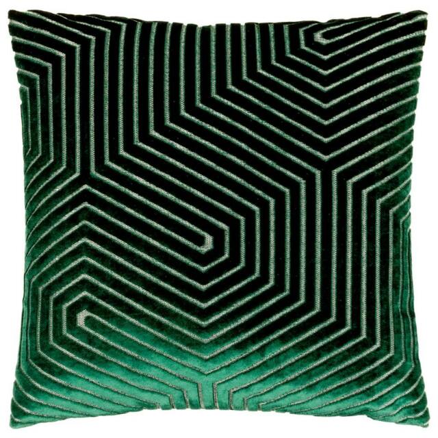 Rackhams Evoke Cut Cushion Cover - Emerald - 55cm x 55cm - Emerald - 100% Polyester - image 1