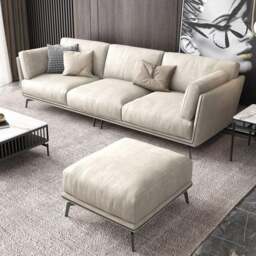Rackhams Reynold Two Seater, Three Seater, Four Seater Sofa, Leatheraire - Beige - Three Seater 280cm - thumbnail 4