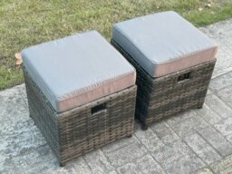 Rackhams Outdoor Rattan Garden Lounge Sofa Set - Dark Grey Mixed Patio Furniture with 3-Seater Sofa, Coffee Table & 2 Armchairs - thumbnail 4