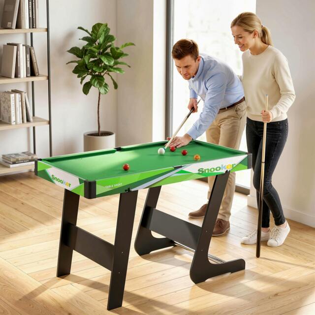 Rackhams 104cm Folding Pool Table with Cues, Balls, Chalk, Triangle, Brush - image 1