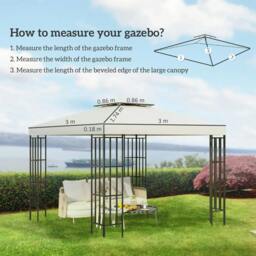 Rackhams 3 x 3 m Replacement Gazebo Canopy - Cream White - thumbnail 3