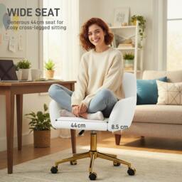 Rackhams Swivel Office Chair, Vanity Desk Chair with Adjustable Height, Wheels - Yes - Office Chair - Light Pink - thumbnail 5