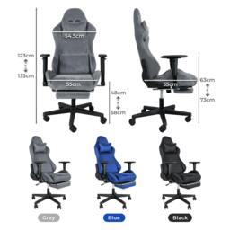 Rackhams Office Gaming Chair Luxury Warm Recliner Spring Padding with Footrest - Grey - thumbnail 5