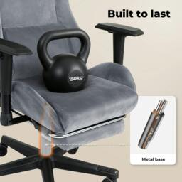 Rackhams Office Gaming Chair Luxury Warm Recliner Spring Padding with Footrest - Grey - thumbnail 6