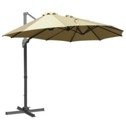 Rackhams 4.5m Patio Cantilever Roma Parasol, Large Double-Sided Rectangular Garden Umbrella with Crank Handle, 360° Cross Base for Bench - Khaki - Khaki - 4.45m x 2.62m x 2.73m