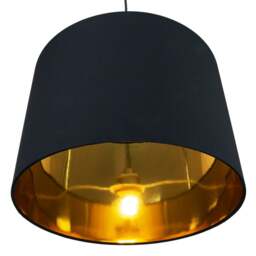 "Rackhams Modern Jet Black Cotton 16"" Floor/Pendant Lamp Shade with Shiny Golden Inner" - thumbnail 3