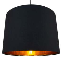 "Rackhams Modern Jet Black Cotton 16"" Floor/Pendant Lamp Shade with Shiny Golden Inner" - thumbnail 2