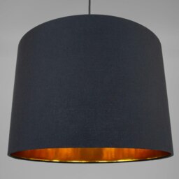 "Rackhams Modern Jet Black Cotton 16"" Floor/Pendant Lamp Shade with Shiny Golden Inner" - thumbnail 5