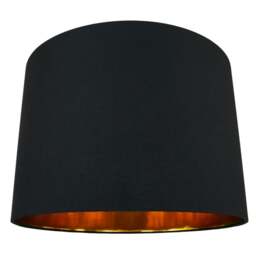 "Rackhams Modern Jet Black Cotton 16"" Floor/Pendant Lamp Shade with Shiny Golden Inner"