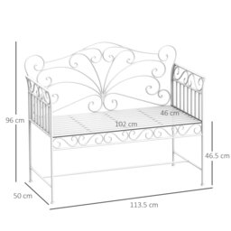Rackhams Garden Bench Outdoor Furniture 2 Seater Park Seating w/ Backrest White - thumbnail 5