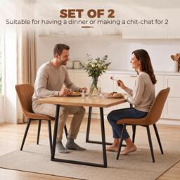 Rackhams Faux Leather Upholstered Kitchen Chairs with Metal Legs, Brown - thumbnail 4