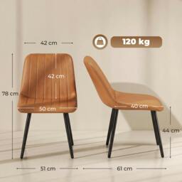 Rackhams Faux Leather Upholstered Kitchen Chairs with Metal Legs, Brown - thumbnail 3