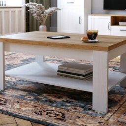 Rackhams Bohol Coffee Table in White/Riviera Oak - Riviera Oak/White - White - 60 - thumbnail 5