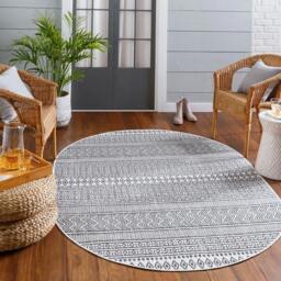 Rackhams Eagean-Geometric Black White In- & Outdoor Rug - 160cm_diameter - thumbnail 6
