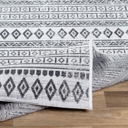 Rackhams Eagean-Geometric Black White In- & Outdoor Rug - 160cm_diameter - thumbnail 5