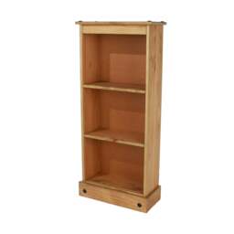 Rackhams Corona Low Narrow 3-Shelf Bookcase - White Wax - thumbnail 2