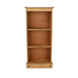 Rackhams Corona Low Narrow 3-Shelf Bookcase - White Wax - thumbnail 3