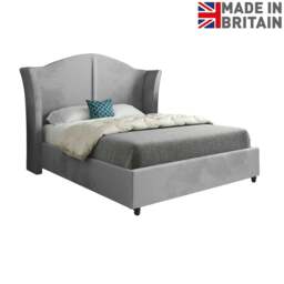Rackhams Zampa Curved Top Curved Winged Upholstered Soft Velvet Bed Frame - Grey - Grey - Small double - thumbnail 6