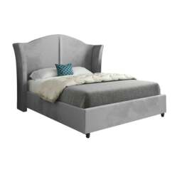Rackhams Zampa Curved Top Curved Winged Upholstered Soft Velvet Bed Frame - Grey - Grey - Small double - thumbnail 5