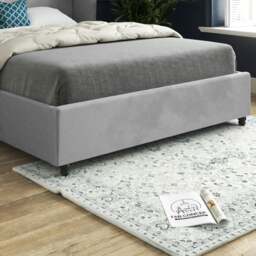 Rackhams Zampa Curved Top Curved Winged Upholstered Soft Velvet Bed Frame - Grey - Grey - Small double - thumbnail 3