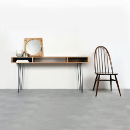 "Rackhams Marston Wide Console Table on Mid Century Hairpin Legs - 200cm (79"") - Oak" - thumbnail 4