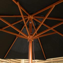 Rackhams 2.7m Outdoor Wooden Garden Parasol Sun Shade with Carry Bag in Black - thumbnail 6