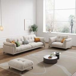 Rackhams Briar Two Seater, Three Seater, Four Seater Sofa, Velvet - Off White - Single Seater - thumbnail 4