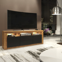 Rackhams Spacious 160cm TV Unit & Cabinet with Black Matt Doors and Free LED - 160 cm - 1 -  MDF/Chipboard - thumbnail 5