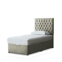 Rackhams Seraphine Divan Bed with Upholstered Headboard - Two Drawers - Beige - Single - thumbnail 2