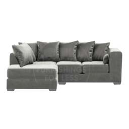 Rackhams Ella Plush Velvet Fabric Corner Sofa - Grey - Left Hand Facing