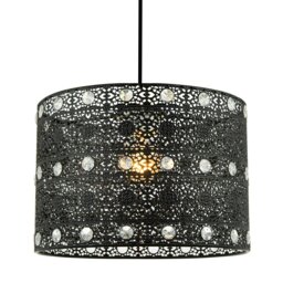 Rackhams Classic Matte Black Acrylic Gem Moroccan Style Chandelier Pendant Light Shade