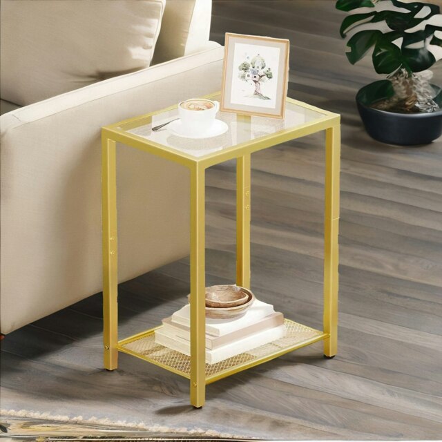 Rackhams Small Coffee Table with Metal Mesh Shelf - image 1