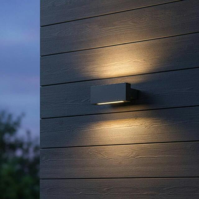 Rackhams 18 Watt LED Black Up and Down Outside Wall Light - image 1