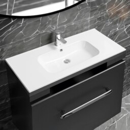 Rackhams 4010 Ceramic 101cm Thin-Edge Inset Basin with Oval Bowl - White - Ceramic - 101cm