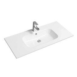 Rackhams 4010 Ceramic 101cm Thin-Edge Inset Basin with Oval Bowl - White - Ceramic - 101cm - thumbnail 2