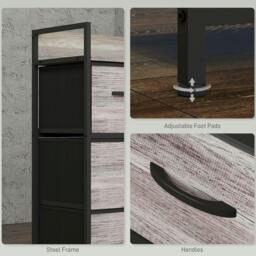 Rackhams Rustic Chest of Four Fabric Drawers - Grey Wood Effect - thumbnail 6