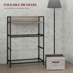 Rackhams Rustic Chest of Four Fabric Drawers - Grey Wood Effect - thumbnail 5